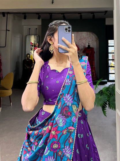 Royal Kalamkari Print Lehenga Choli with Designer Dupatta for Women