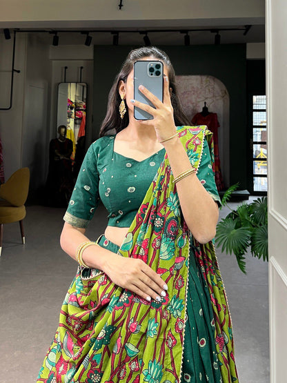 Royal Kalamkari Print Lehenga Choli with Designer Dupatta for Women