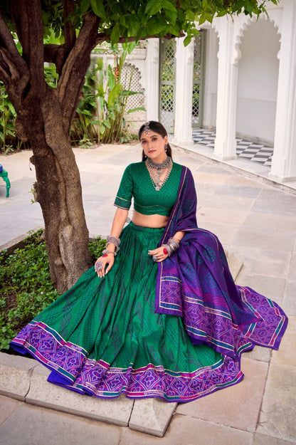 Traditional Bandhani Print Dola Silk Lehenga Choli with Dupatta | Navratri & Festive Wear Collection