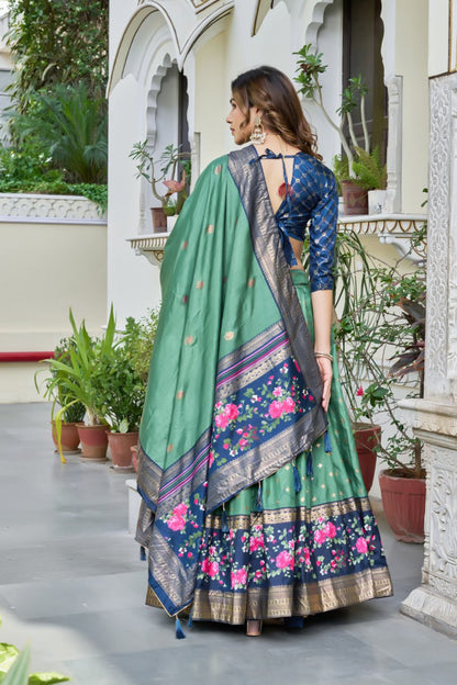 Pure Dola Tusser Silk Floral Print Lehenga Choli with Designer Dupatta | Stitched Lehenga | Wedding & Festive Wear