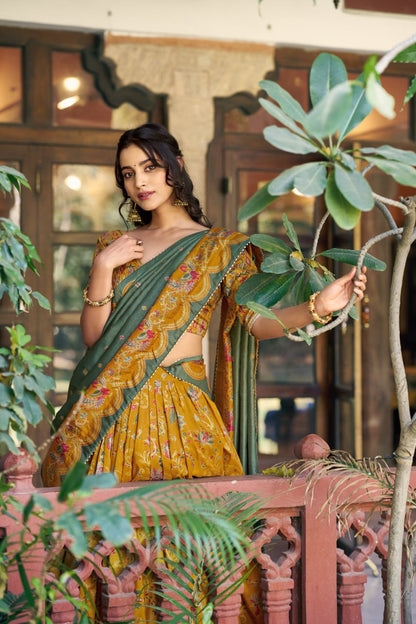 Women's Floral Printed Dolla Silk Choli with Designer Dupatta