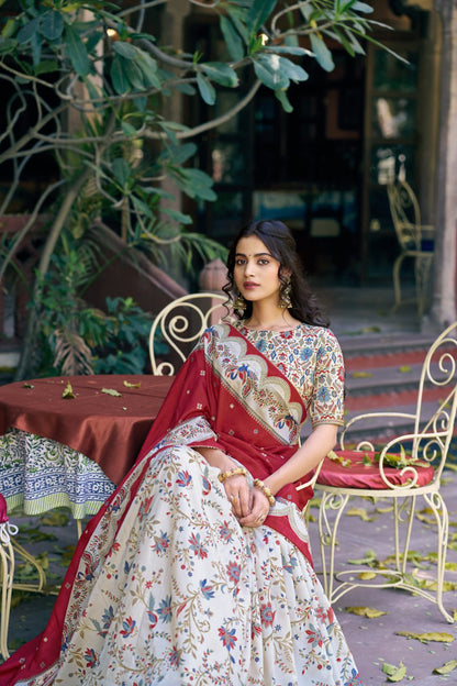 Women's Floral Printed Dolla Silk Choli with Designer Dupatta