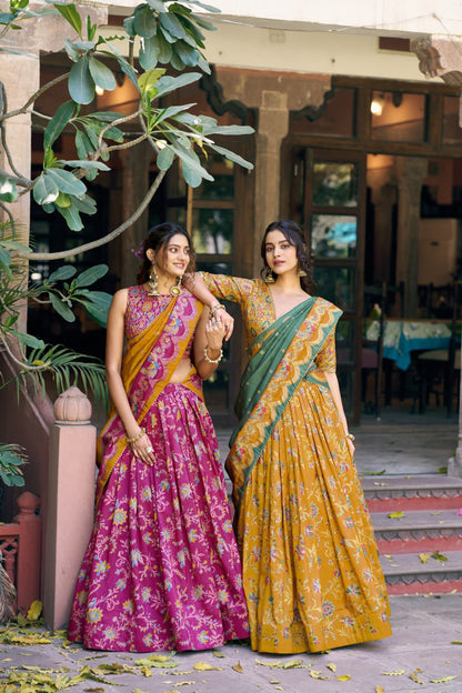 Women's Floral Printed Dolla Silk Choli with Designer Dupatta