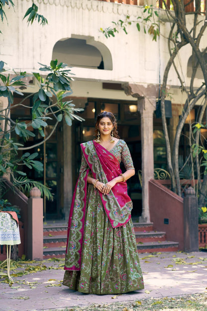 Women's Floral Printed Dolla Silk Choli with Designer Dupatta