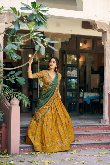 Women's Floral Printed Dolla Silk Choli with Designer Dupatta
