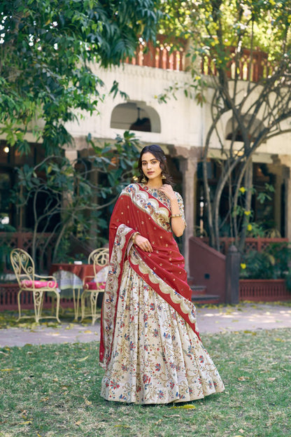 Women's Floral Printed Dolla Silk Choli with Designer Dupatta