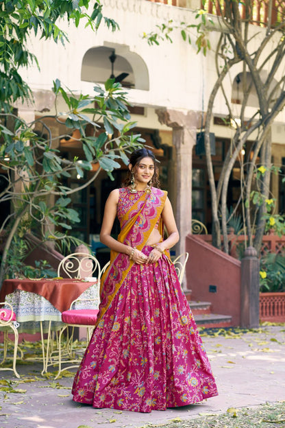 Women's Floral Printed Dolla Silk Choli with Designer Dupatta