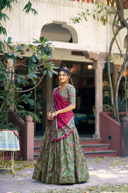 Women's Floral Printed Dolla Silk Choli with Designer Dupatta