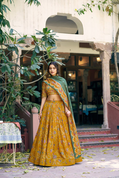 Women's Floral Printed Dolla Silk Choli with Designer Dupatta
