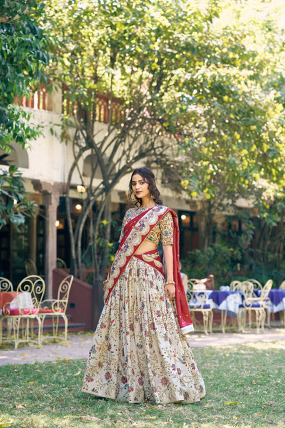 Women's Floral Printed Dolla Silk Choli with Designer Dupatta