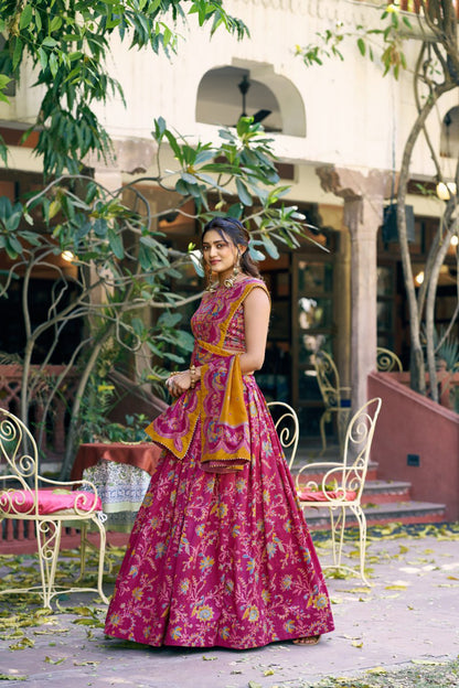 Women's Floral Printed Dolla Silk Choli with Designer Dupatta