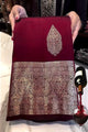 Maroon Banarasi Silk Saree for Women | Rich Zari Woven Soft Silk Saree | Traditional Wedding & Festive Designer Saree