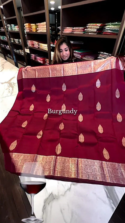 Maroon Banarasi Silk Saree for Women | Rich Zari Woven Soft Silk Saree | Traditional Wedding & Festive Designer Saree