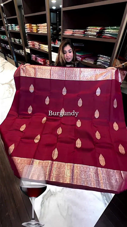 Maroon Banarasi Silk Saree for Women | Rich Zari Woven Soft Silk Saree | Traditional Wedding & Festive Designer Saree