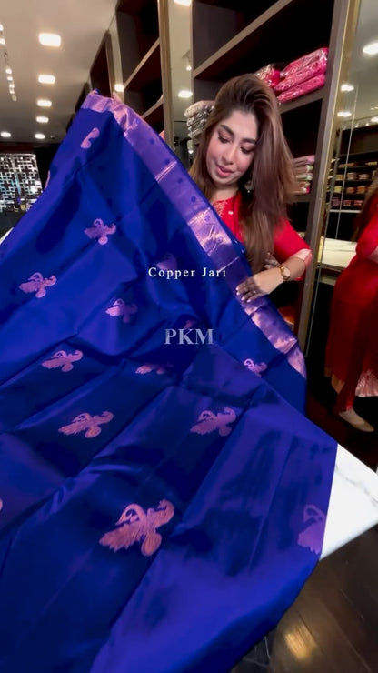 Royal Indigo Blue Banarasi Soft Silk Saree