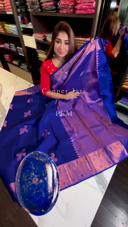 Royal Indigo Blue Banarasi Soft Silk Saree
