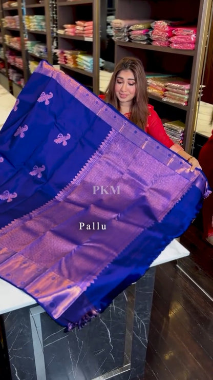 Royal Indigo Blue Banarasi Soft Silk Saree