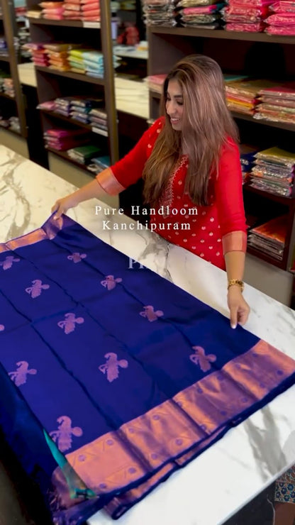 Royal Indigo Blue Banarasi Soft Silk Saree