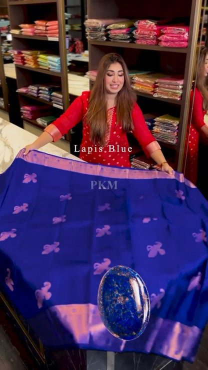 Royal Indigo Blue Banarasi Soft Silk Saree