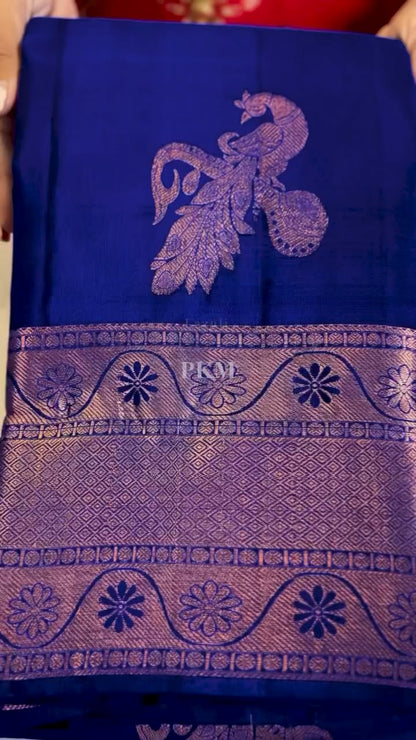 Royal Indigo Blue Banarasi Soft Silk Saree