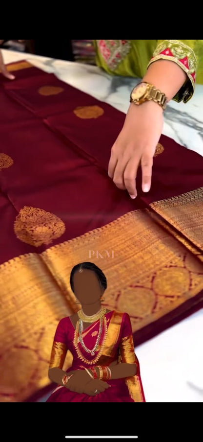 Royal Cherry Red Banarasi Soft Silk Saree