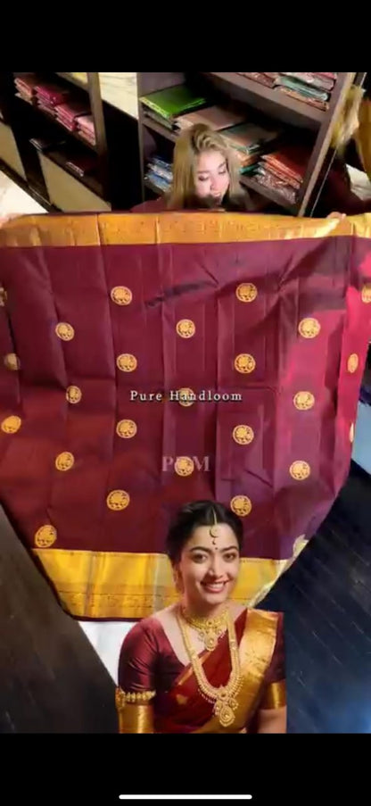 Royal Wine Banarasi Soft Silk Saree