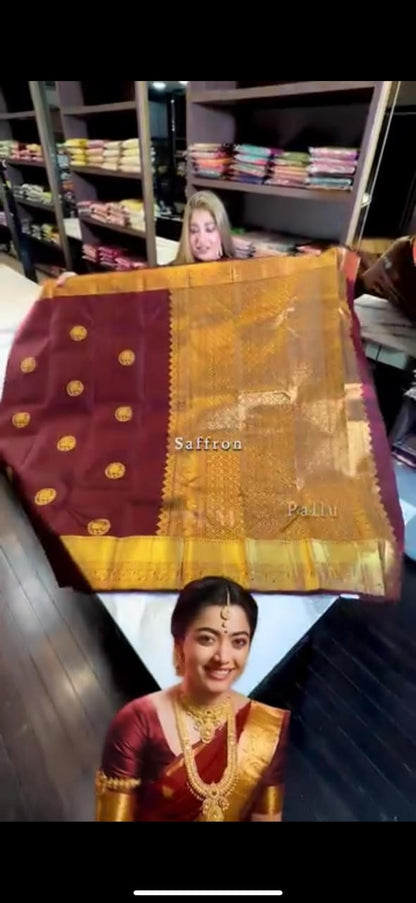 Royal Wine Banarasi Soft Silk Saree
