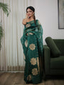 Emerald Bloom Linen Silk Saree
