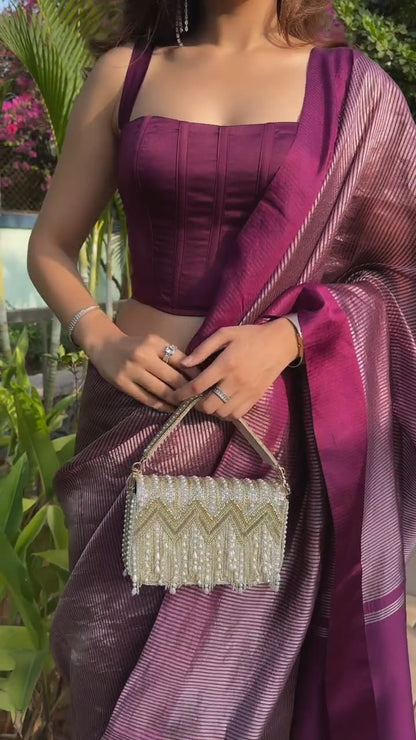 Wine Purple Soft Banarasi Silk Saree with Rich Zari Weaving | Festive & Wedding Wear