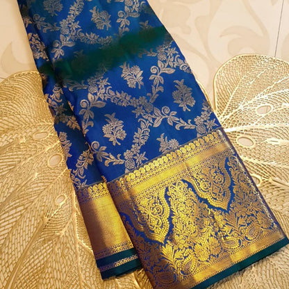 Royal Blue Banarasi Soft Silk Saree with Rich Gold Zari Weaving | Traditional Wedding Wear