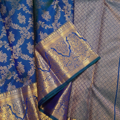 Royal Blue Banarasi Soft Silk Saree with Rich Gold Zari Weaving | Traditional Wedding Wear