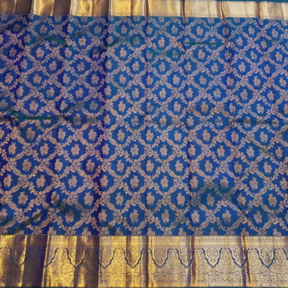 Royal Blue Banarasi Soft Silk Saree with Rich Gold Zari Weaving | Traditional Wedding Wear