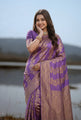 Purple Banarasi Silk Saree with Intricate Golden Zari Weaving